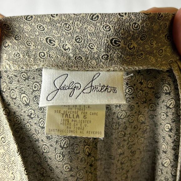 Vintage Jaclyn Smith Neutral Micro-Print A-Line Maxi Skirt (Size 6) - Picture 5 of 7